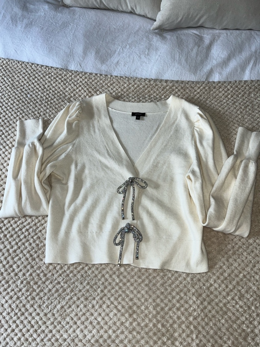 Express Ivory Crewneck Knit Top